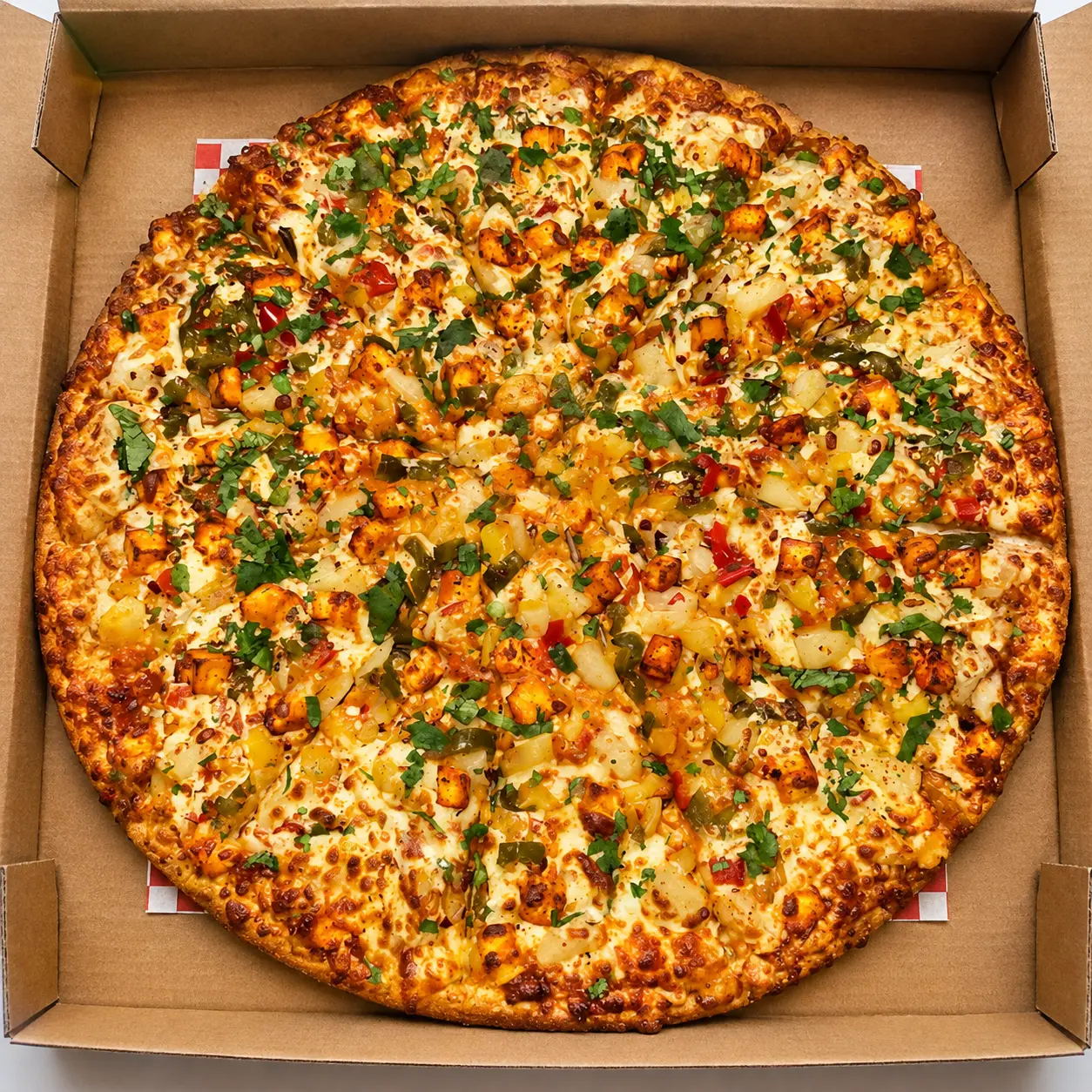 Spicy Paneer Pizza - Indian-style fusion pizza at City South Pizza Winnipeg